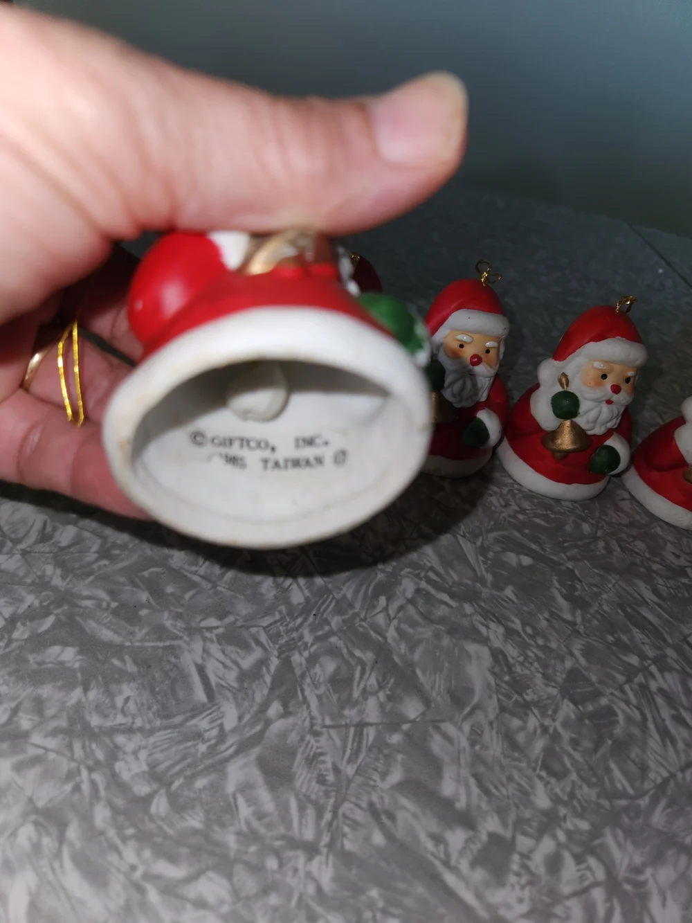 Classic Red Santa Bell Ornaments - Set of 5 Holiday Figurines